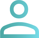 User icon with a turquoise outline and a transparent background