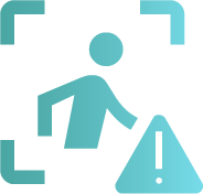 person in a frame with alert sign icon