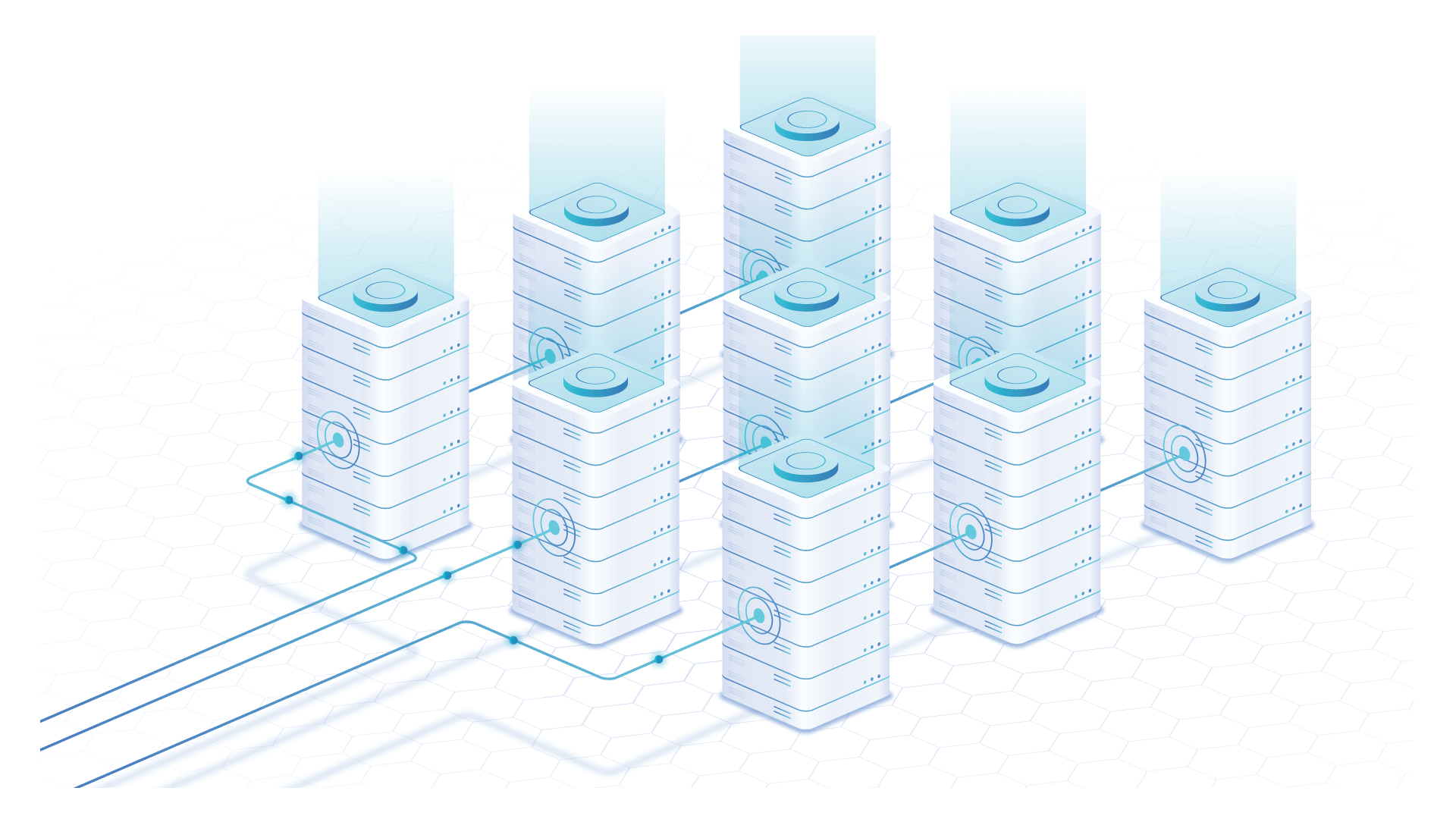 Illustration of interconnected data servers representing transparent and traceable AI systems