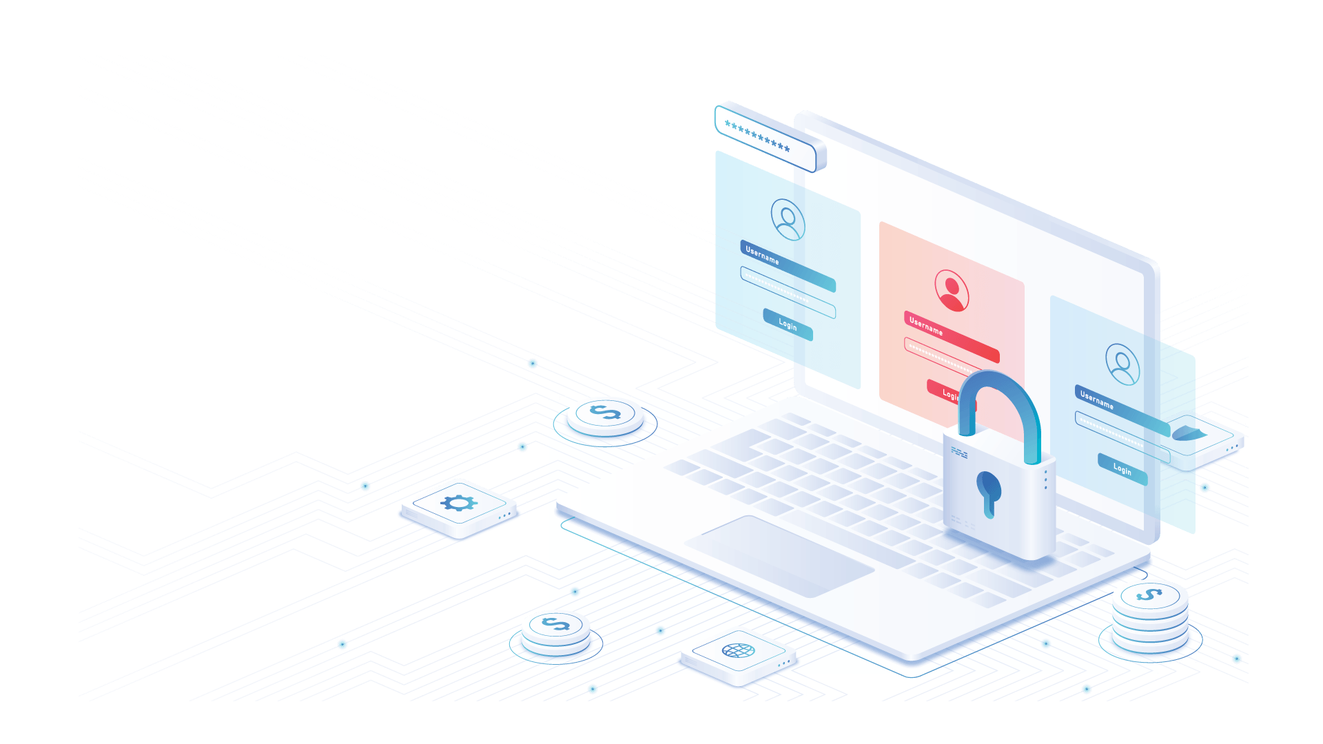 Illustration of a secured laptop with a padlock representing AI security and adversarial protection