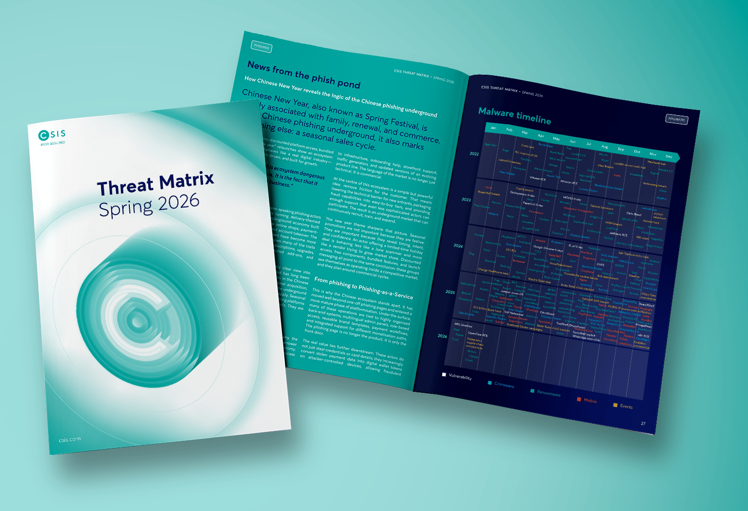 Image showing the Threat Matrix Report. It shows the cover and two pages inside the report.