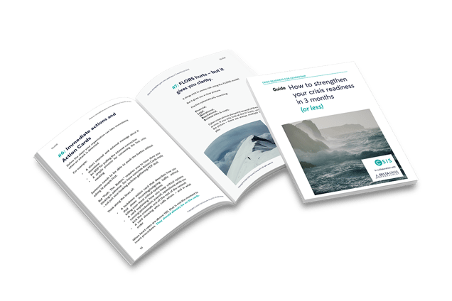 CSIS guide 'How to strengthen your crisis readiness in 3 months (or less)', shown as a printed booklet cover and open pages.