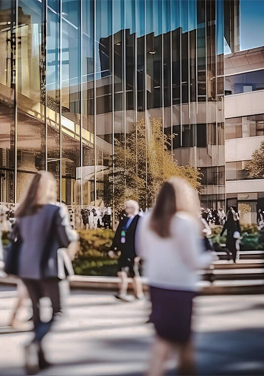 Employees-walking-business-area