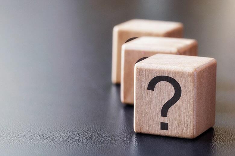 wooden blocks with a question mark