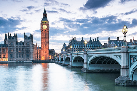 Big Ben and Parliament, London at dusk.